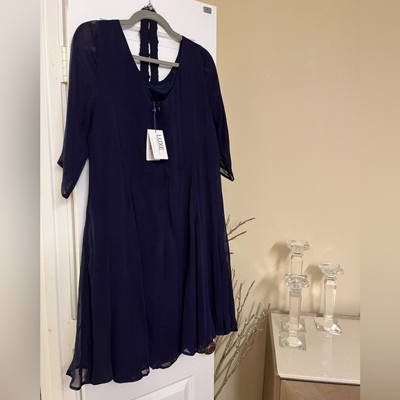 NWT Seraphine Gisele Deep Blue Beaded Maternity Cocktail Dress size 10 - Picture 9 of 12
